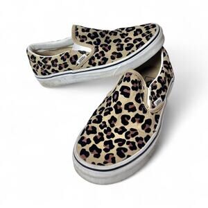 Vans Journey’s Exclusive Slip On Leopard Flocked Print Sneakers Size 7.5 Womens